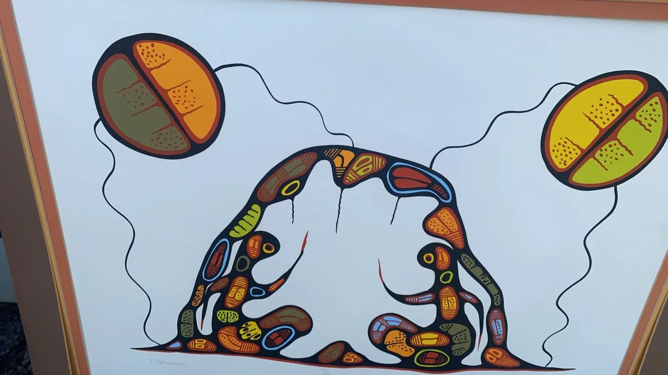 Framed Norval Morrisseau Serigraph 30 x 24.5 Inches