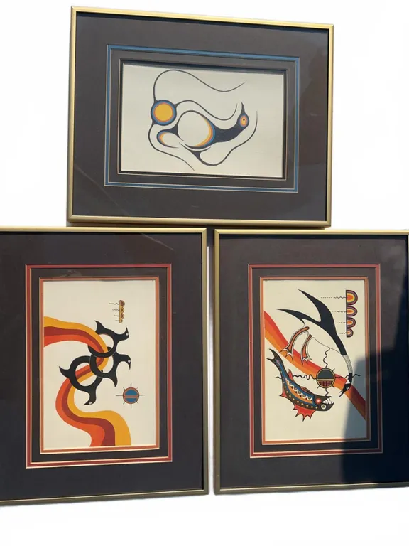 Jackson Beardy Framed Print Lot, Set of 3, Indigenous Art
