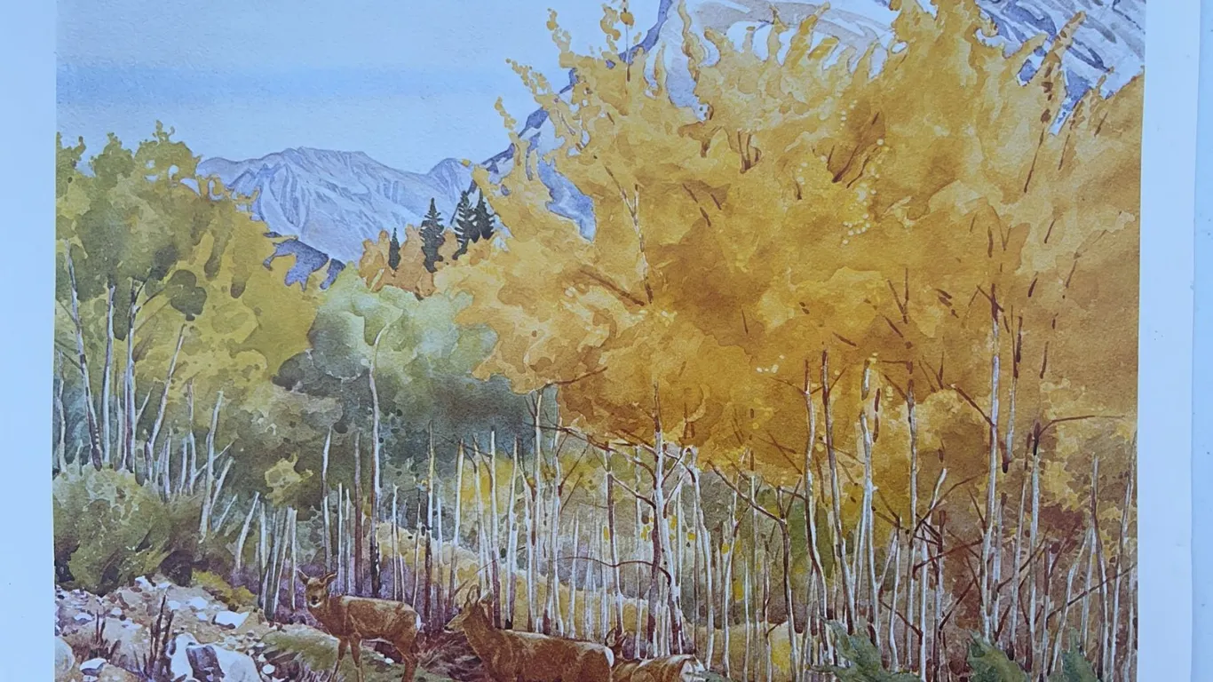 Valley of the Ten Peaks 1953, W.J. Phillips Watercolour, 15.5x13”