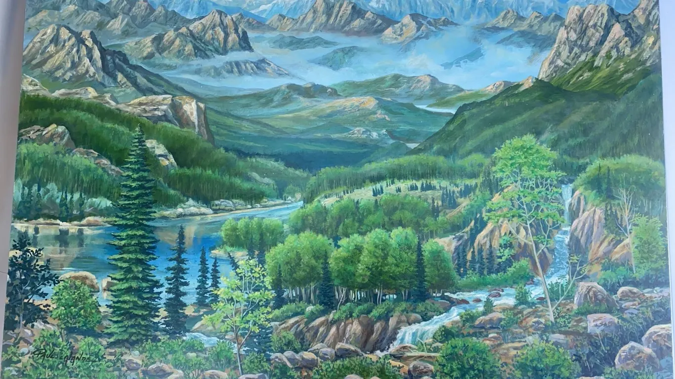 Paul Lalande Original Mountain Landscape Painting, 35.5" x 23.5"