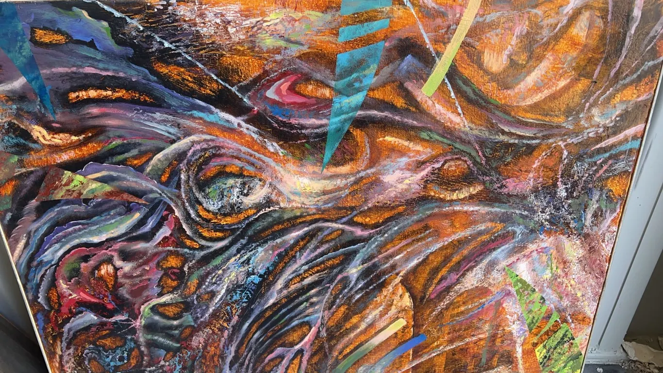 Paul Lalande Original Abstract Painting, 46.5" x 36.5"