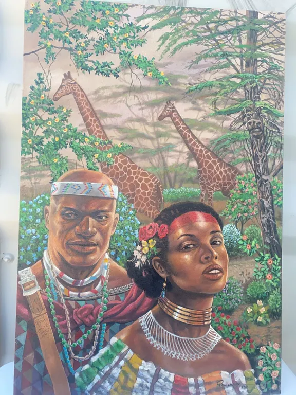 African Portrait Painting by Paul Lalande, 24 by 36