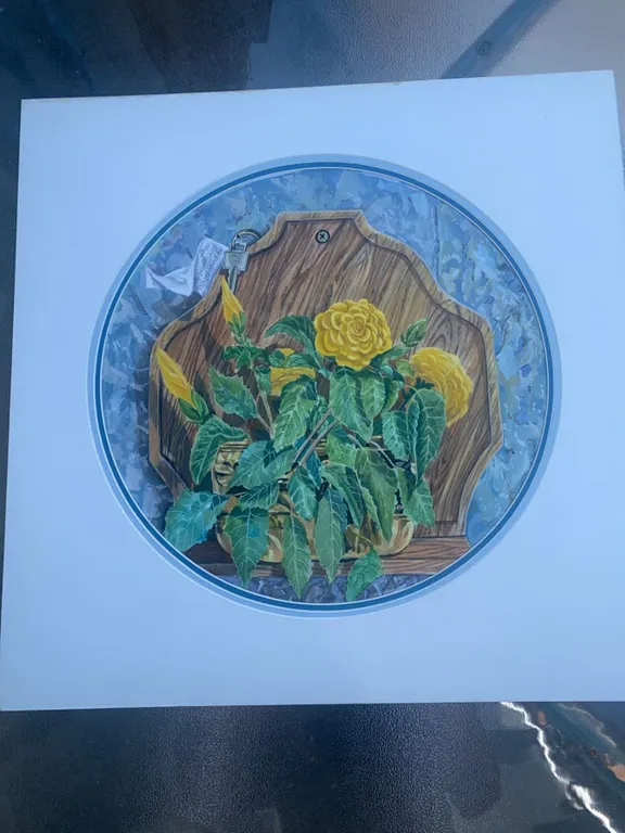 Framed Round Floral Still Life Art Print, 20" x 20" Frame