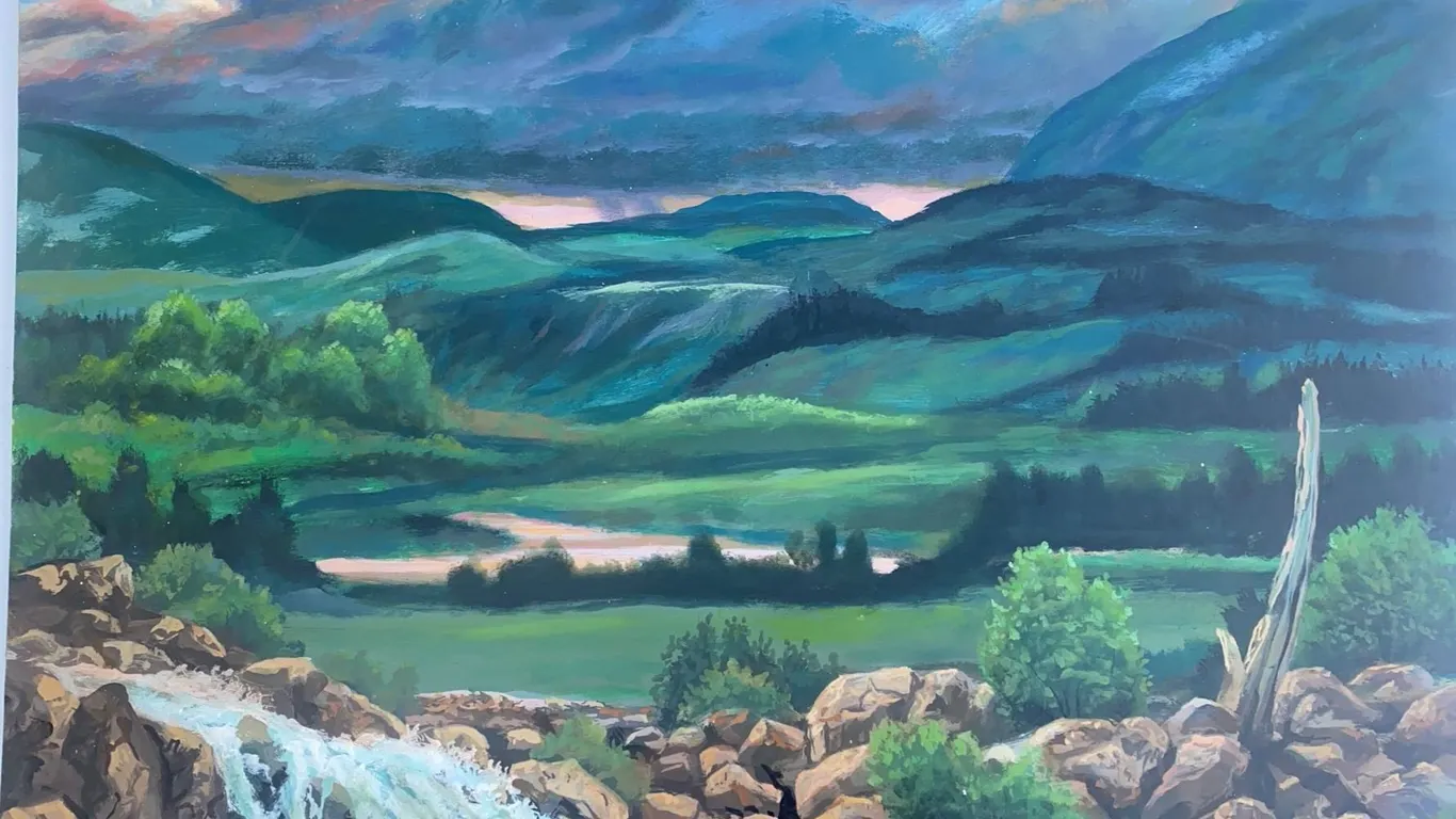 Paul Lalande 2003 Landscape Acrylic Painting, 29 x 24.5 Inches