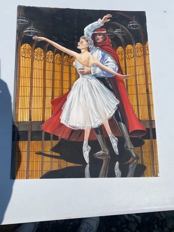 Ballet Dancers Painting, 15.5 x 20 Inches