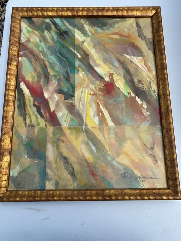 Abstract Oil Painting Signed by Artist, Framed 17.5 x 22 in, Image 19.5 x 15.5 in
