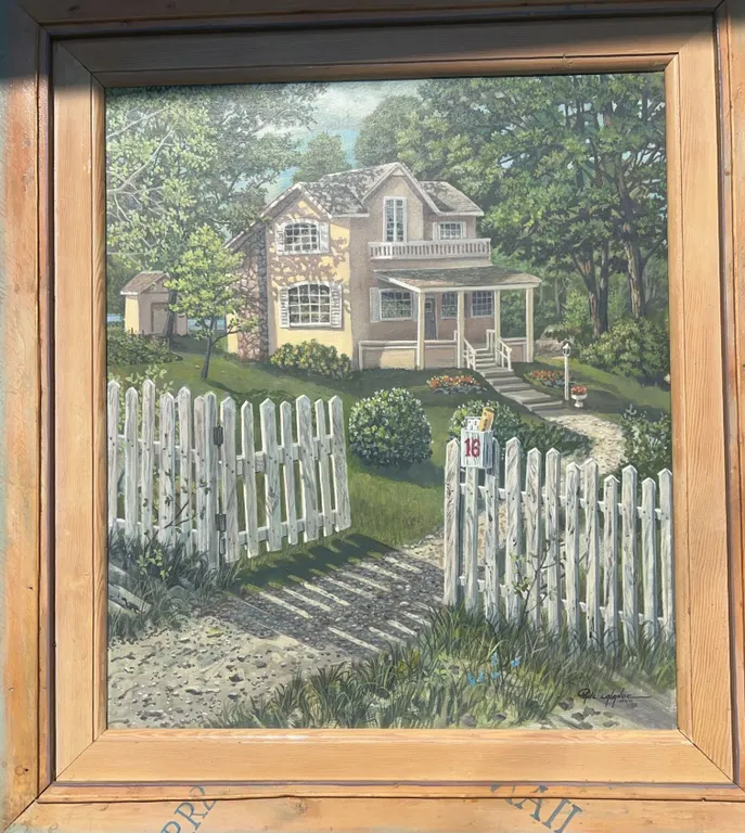 Original Signed House Landscape Painting by Paul Lalande, 24"x28.5"