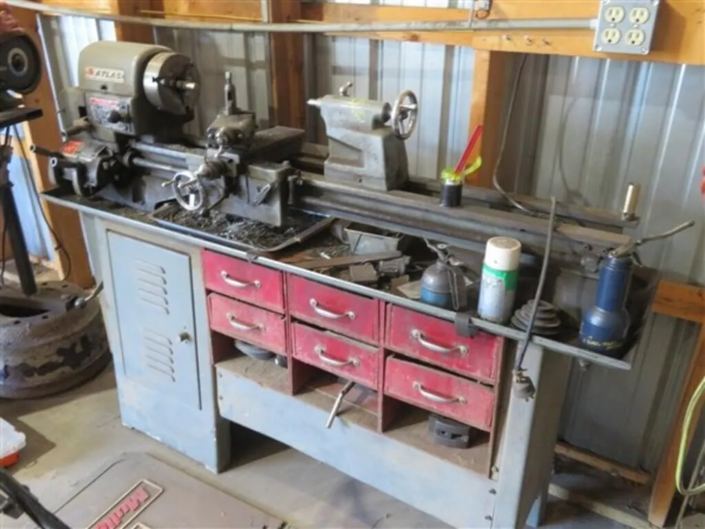 Atlas Metal Lathe, 36" bed, 6" swing, w/attach.