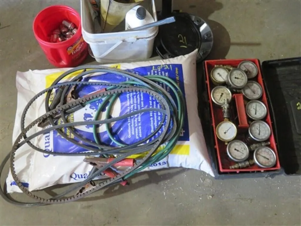 Various Air Gauges * Battery Booster Cables