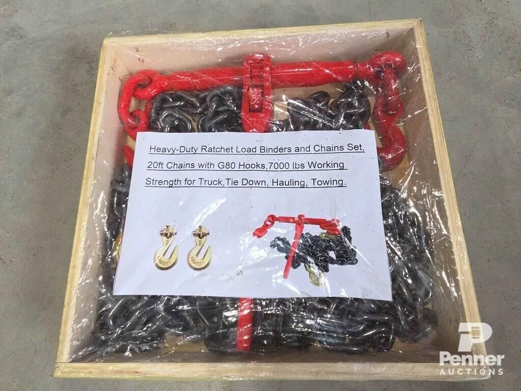 Heavy-Duty Ratchet Load Binders and Chains Set,20'