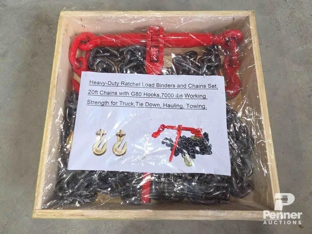 Heavy-Duty Ratchet Load Binders and Chains Set,20'