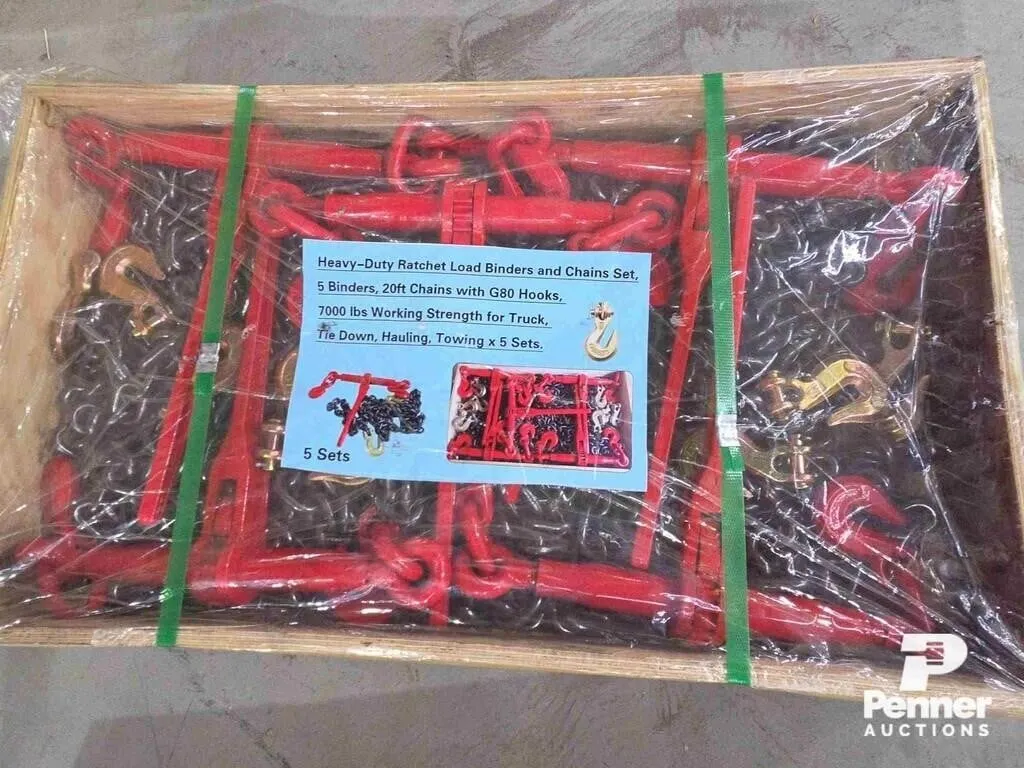 Heavy-Duty Ratchet Load Binders and Chains Set,5 B
