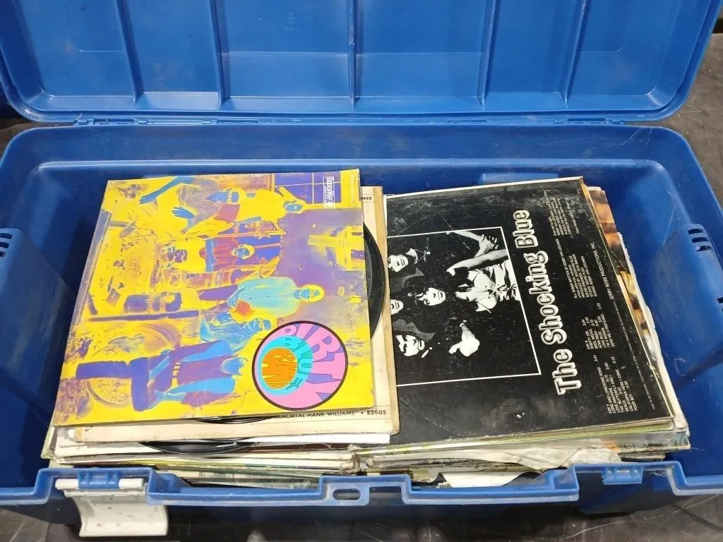 Large tote with assorted Records