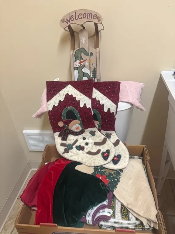 CHRISTMAS ITEMS-STOCKINGS-SLEDTREE SKIRT-MISC
