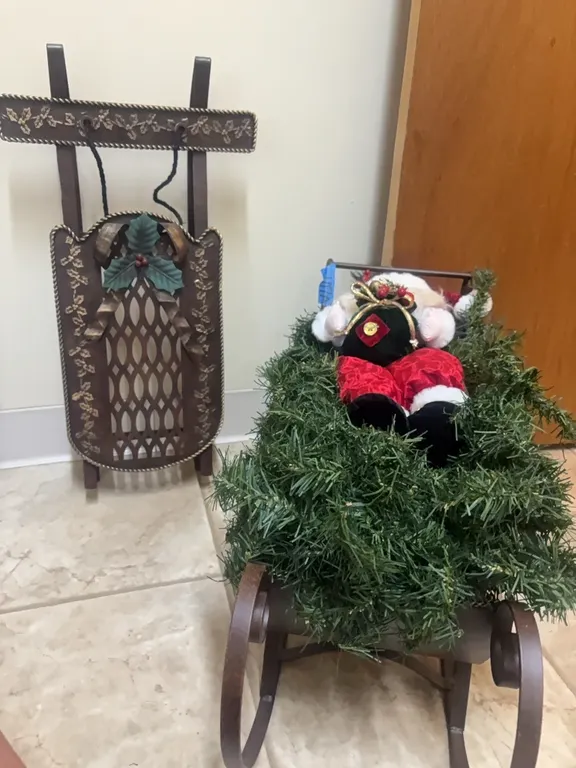 SANTA IN SLEIGH-METAL SLED