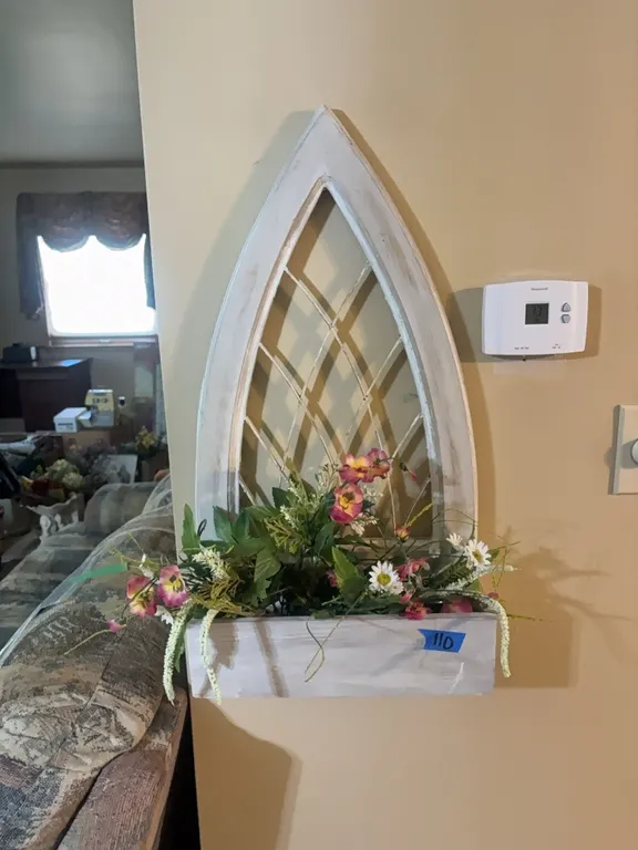 ARCH DECOR W/ FLOWERS-MIRROR-SHELF
