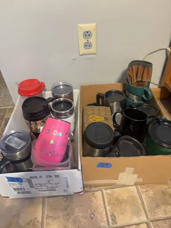 SEVERAL COFFE MUGS-WATER CUPS-MISC
