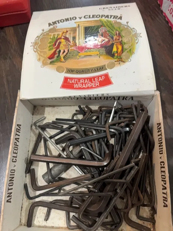OLD TOBACCO BOX-ALLEN WRENCHES