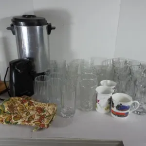 Electric Can Opener, Coffee Maker, Trash Can