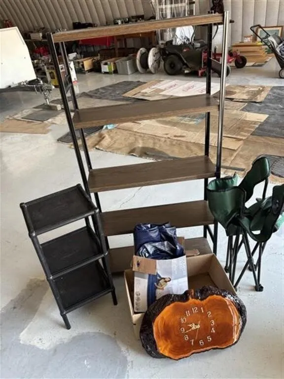 Shelving Unit * Air Mattress * Clock