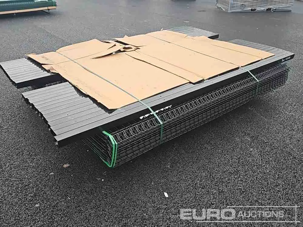 Unused Security Fencing, Fence Panels (25 of), Posts (26 of) (Black)