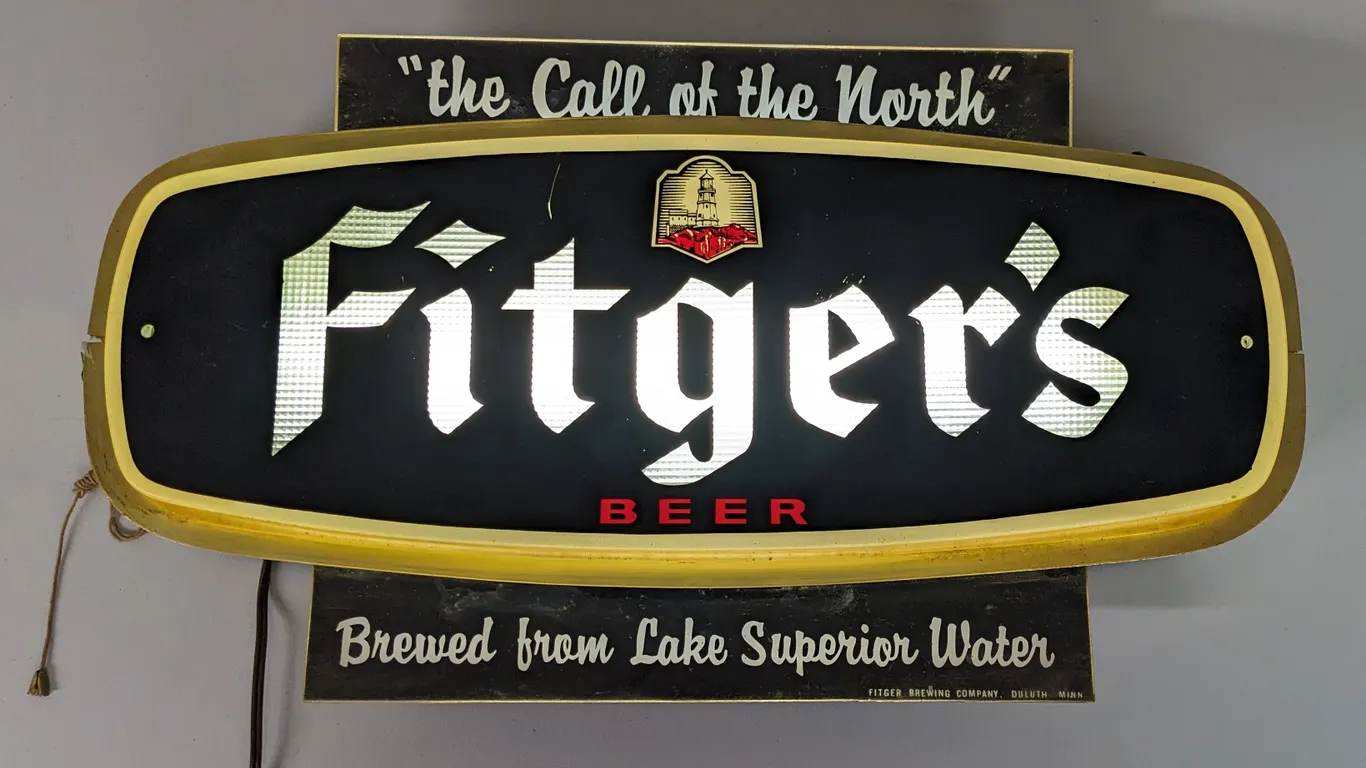 FITGERS BEER CALL OF THE NORTH LIGHTED SIGN DULUTH MINNESOTA