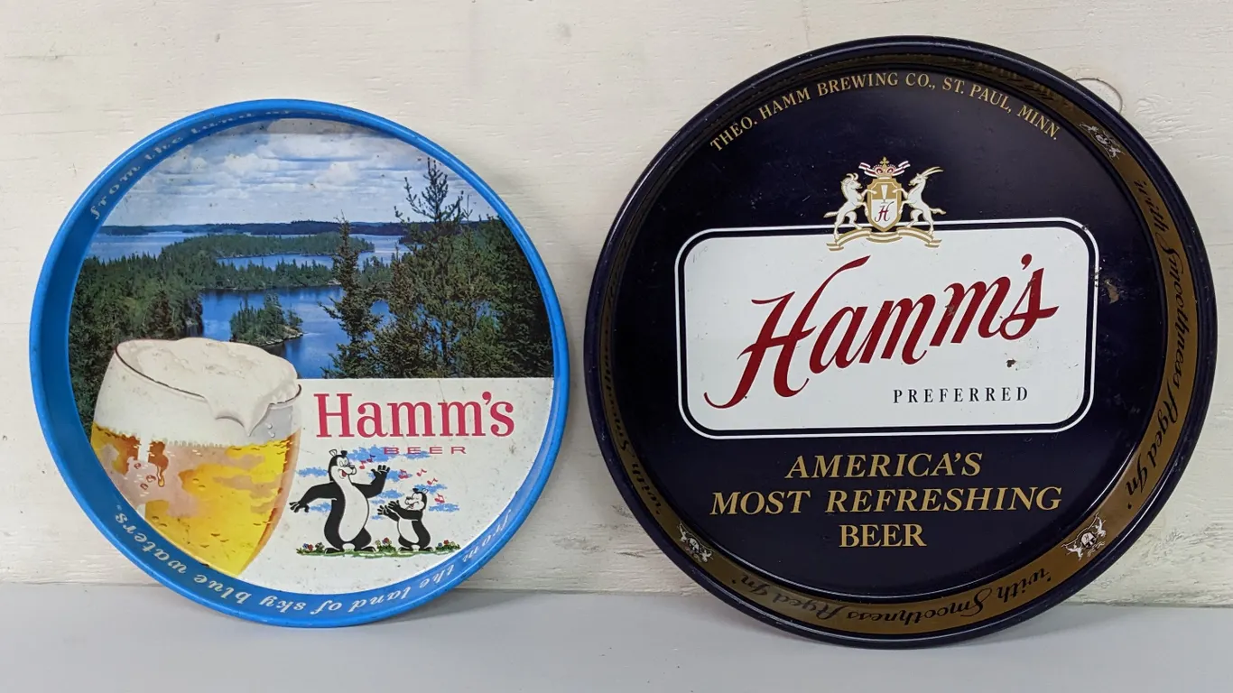 2 HAMMS BEER TRAYS BEARS & PREFERRED