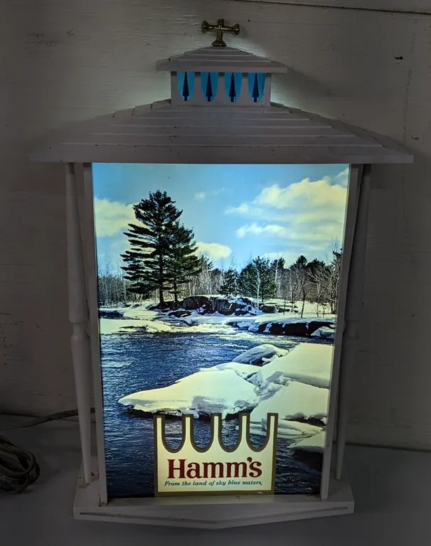 HAMMS BEER WINTER RIVER SCENE LIGHTED SIGN