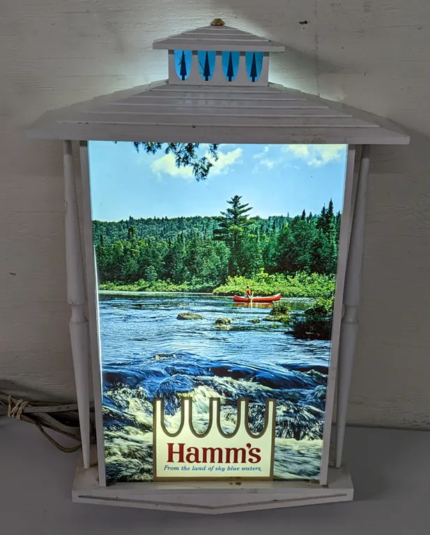 HAMMS BEER SUMMER CANOEING SCENE LIGHTED SIGN