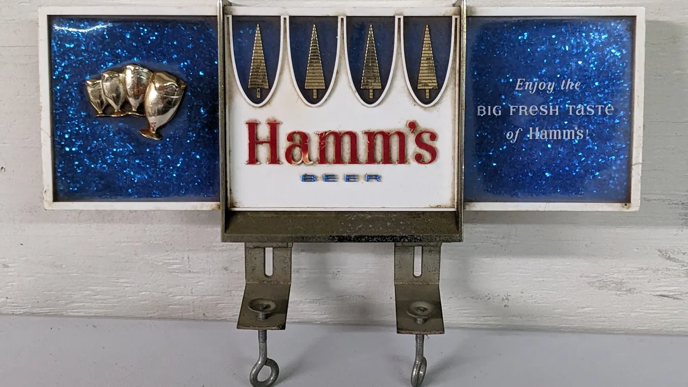 HAMMS BEER DANCING GOBLETS CASH REIGISTER SIGN