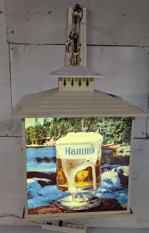 HAMMS BEER ROTATING LIGHTED CLOCK SIGN