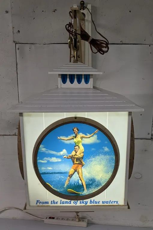 HAMMS BEER ROTATING LIGHTED CLOCK SIGN