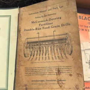 Misc Instructional Manual Books (Black Hawk Corn Planter, McCormick-Deering Fertilizer, Perfection Milker Service Manual)