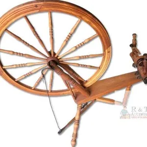 Antique 19th Century Saxony Spinning Wheel – 24" Wheel, Single Treadle, Natural Wood Finish-WORKING
