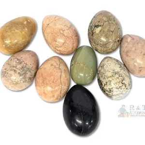 9 Vintage Polished Stone Eggs, Includes Hand Cut Genuine Onyx from Greece