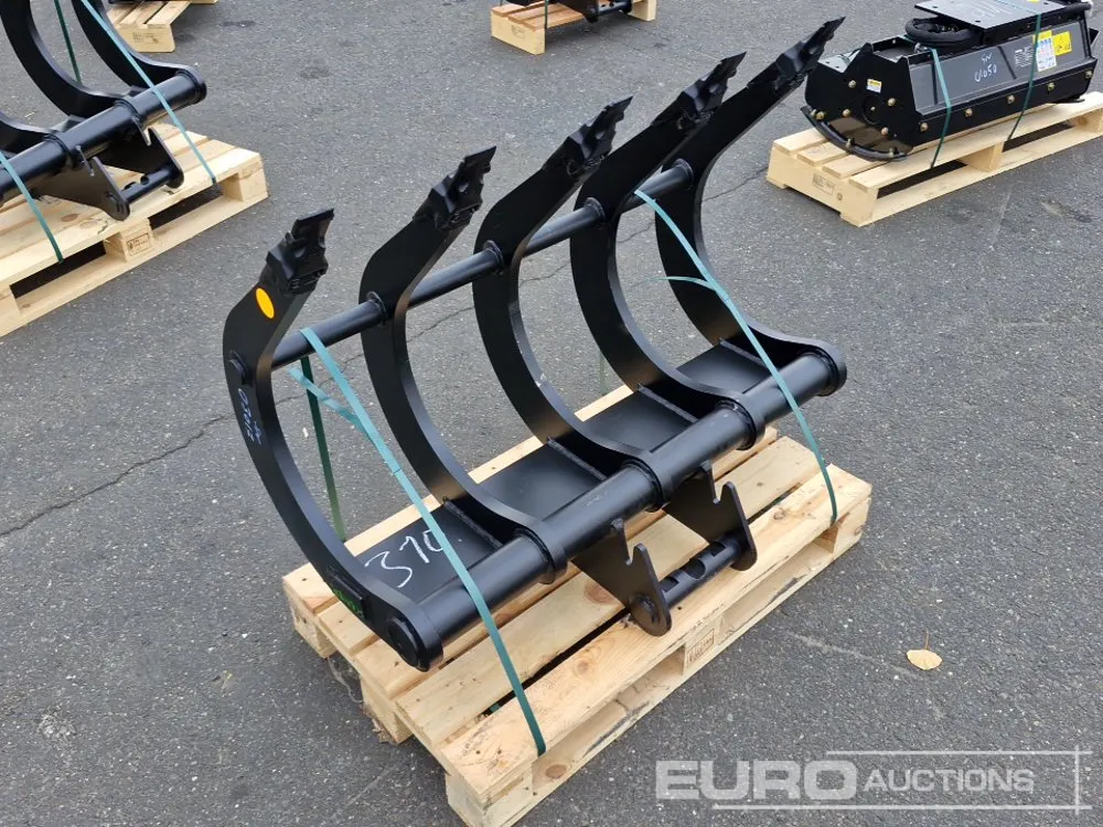 Unused Häner HRR1000 3.7 MS03 Lifting Rake 1000mm, to suit 4-7 Ton Mini Excavator, Symlock, weight 161kg