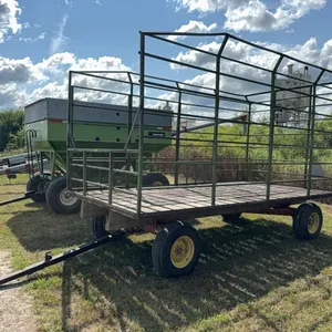 8’ x 16’ Bale Rack w/ Cage Sitting on MN “Rugged 8” Model 8078 Running Gear