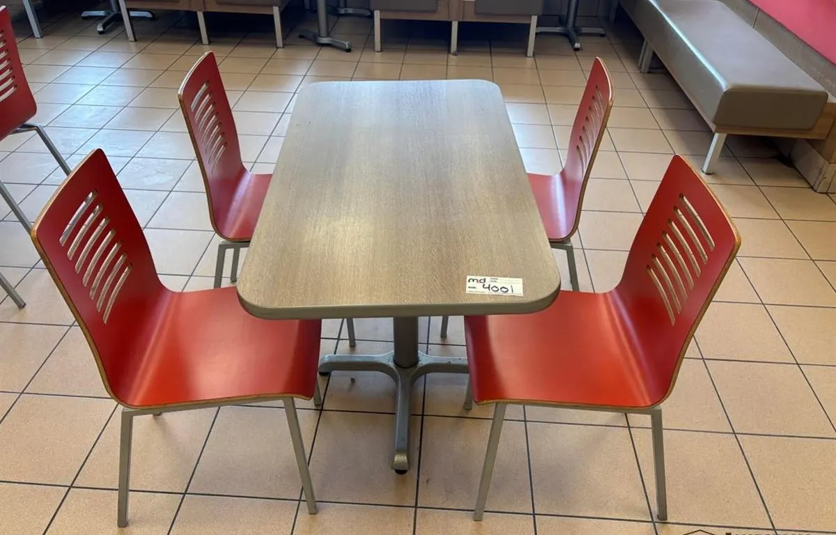Laminate Restaurant Table w/ (4) Red Chairs
UNRESERVED