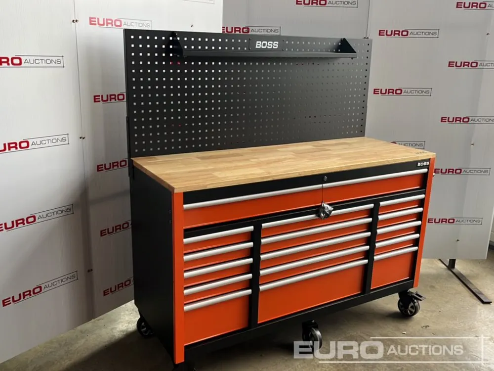 Unused 2026 Boss Wheeled Tool Cabinet, 16 Drawers, 492pc Tools