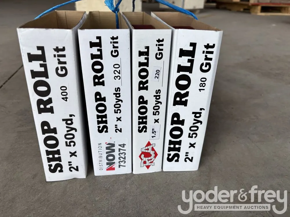 Unused RCA Aluminum Oxide Emery, 220 Grit 1.5" x 150', 180 Grit 2" x 150', 400 Grit 2" x 150' , 320 Grit 2" x 150'