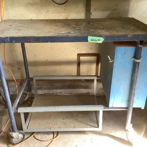 Metal workbench on casters, 26" x 48" x 37" high, cabinet