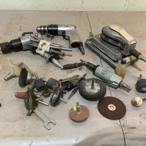 Air tools; drill, chisel, sander, zip cutter, accessories
