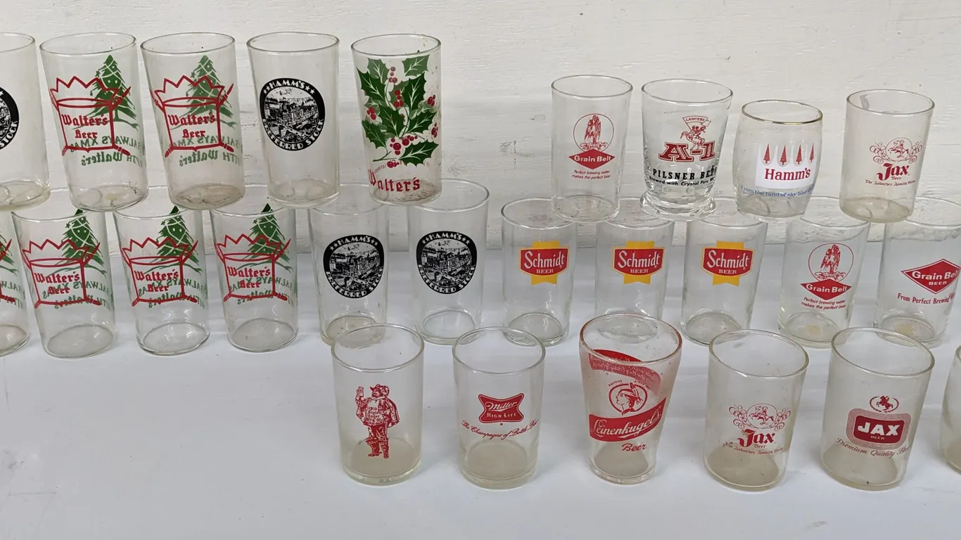 27 ASSORTED VINTAGE BEER GLASSES