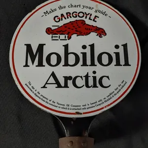 PORCELAIN LUBESTER PADDLE SIGN MOBIL GARGOYLE MOBILOIL ARCTIC
