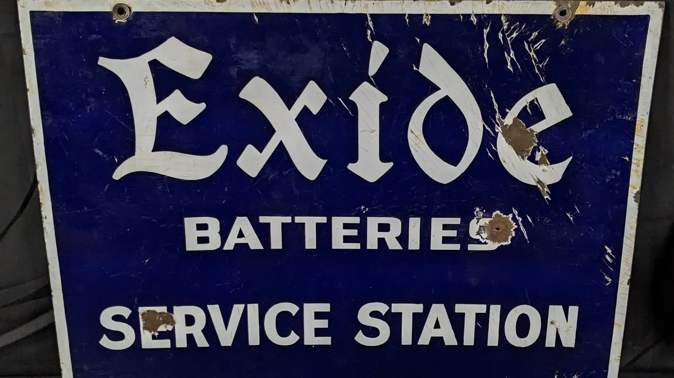 PORCELAIN SIGN EXIDE BATTERIES SERVICE STATION (2 SIDED)