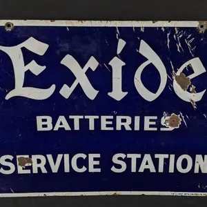 PORCELAIN SIGN EXIDE BATTERIES SERVICE STATION (2 SIDED)