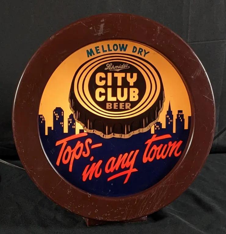 MELLOW DRY SCHMIDTS CITY CLUB BEER LIGHTED SIGN