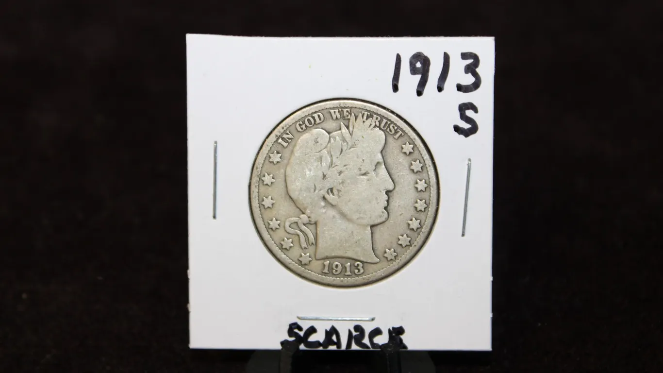 1913-S U.S. Barber Silver Half Dollar