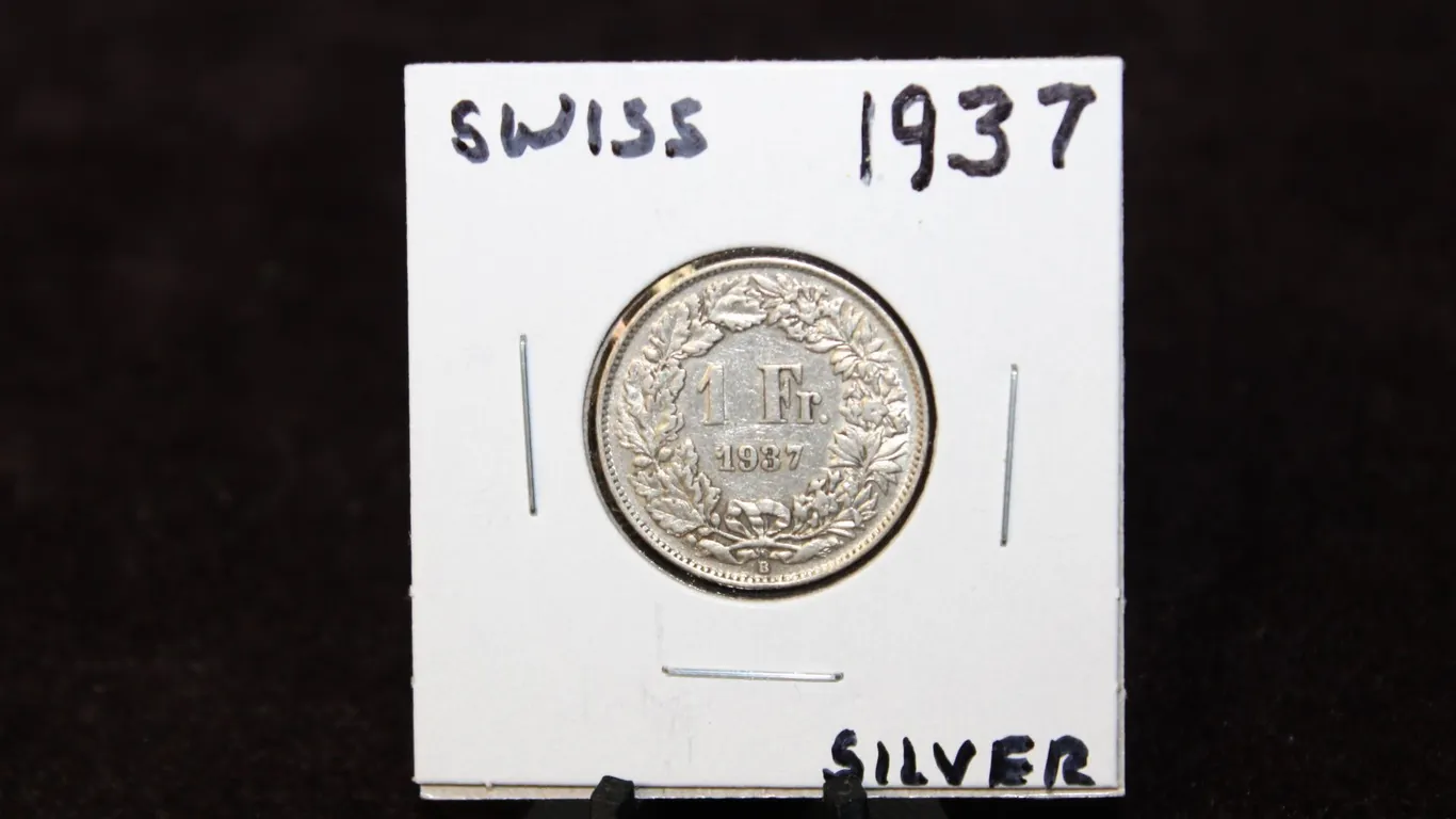 1937 Swiss Silver 1 Franc Coin