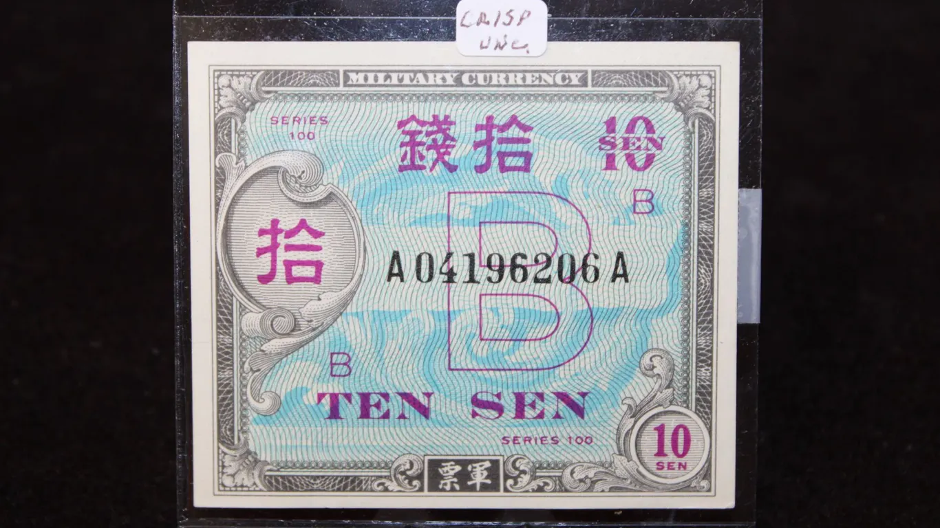 Series 100 Military Currency, 10 Sen